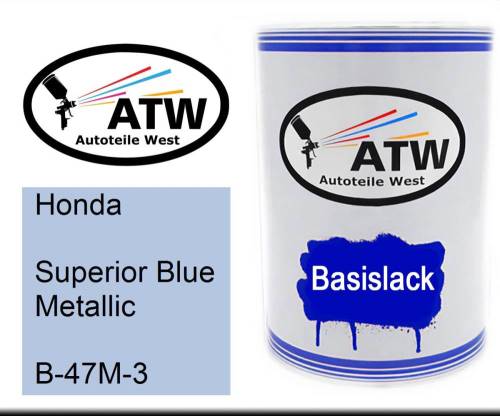 Honda, Superior Blue Metallic, B-47M-3: 500ml Lackdose, von ATW Autoteile West.